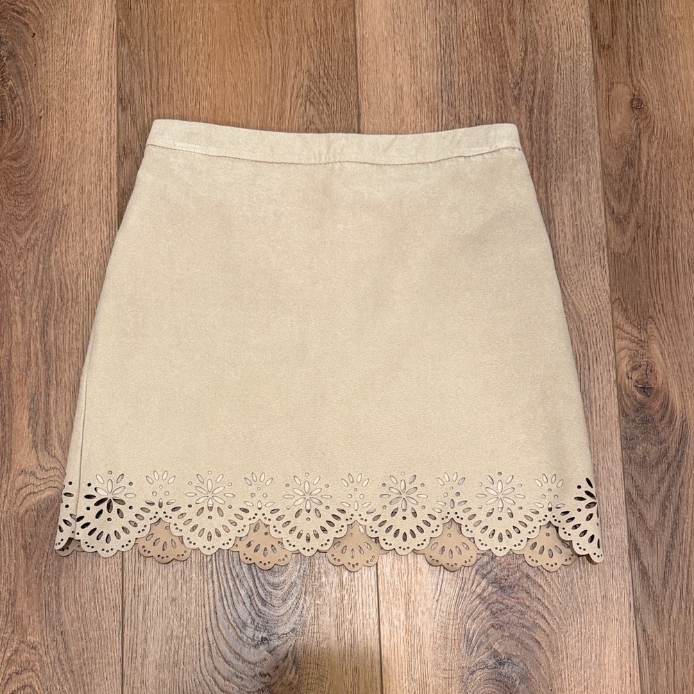 Hollister Cream Mini Skirt with Lace Hem